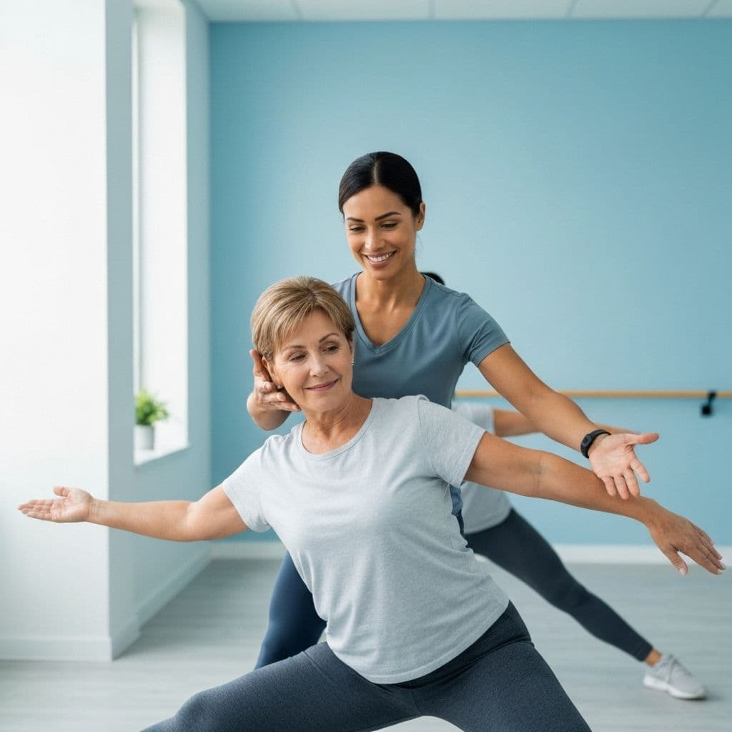 Professional physical therapist working with a patient during rehabilitation session
